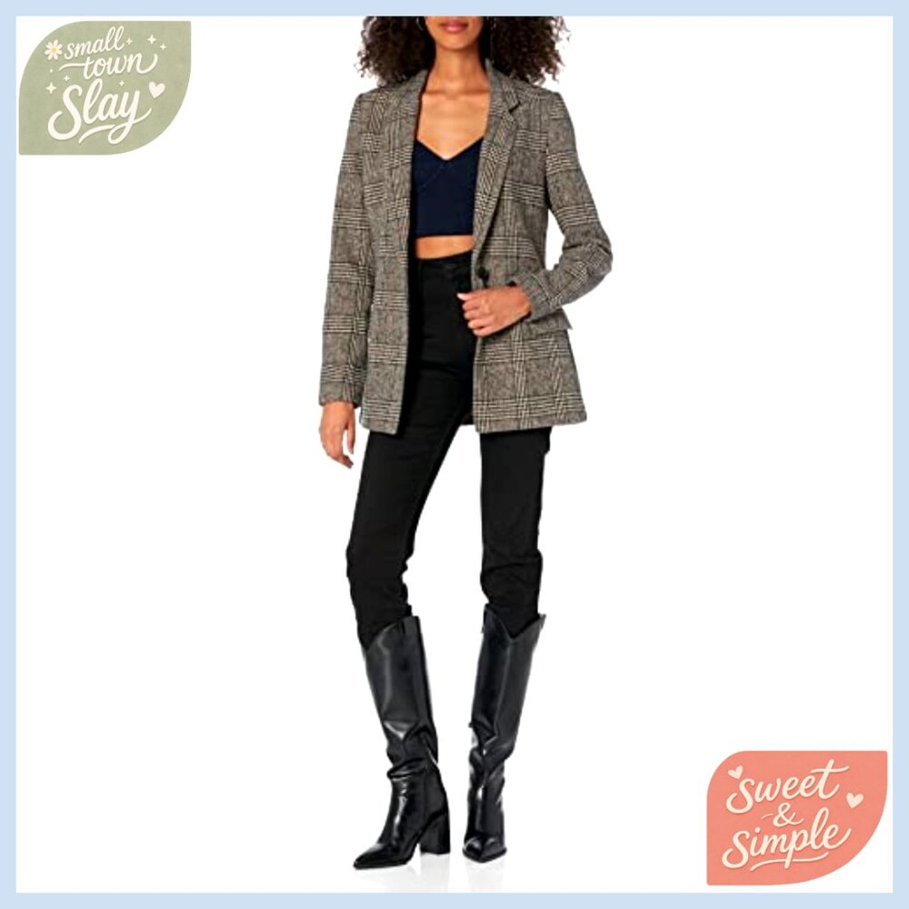 Long Blazer Regular Fit Polyester Wool Blend Notc… - image 3